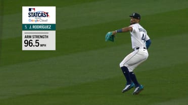Julio Rodríguez nabs Matt Wallner with 96.5 mph throw