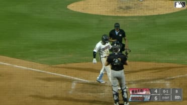 Harold Coll hits his first professional home run