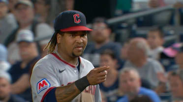José Ramírez turns double play after review